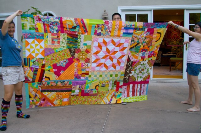 piecedgoods crazy scrap quilt The kids, the quilt